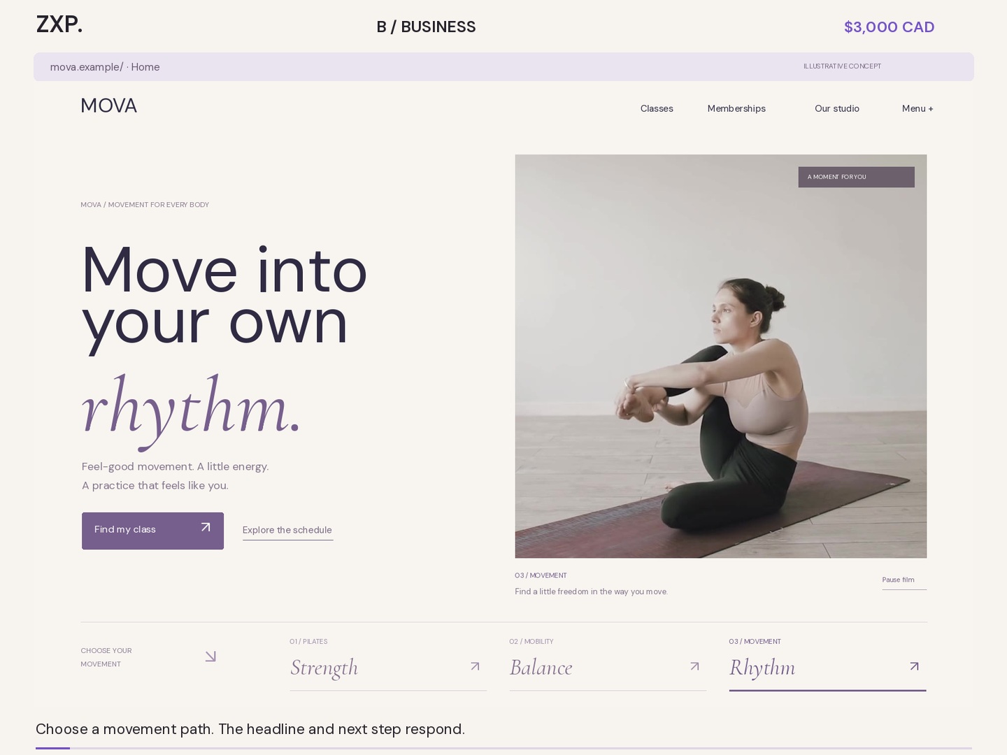 MOVA approved website concept