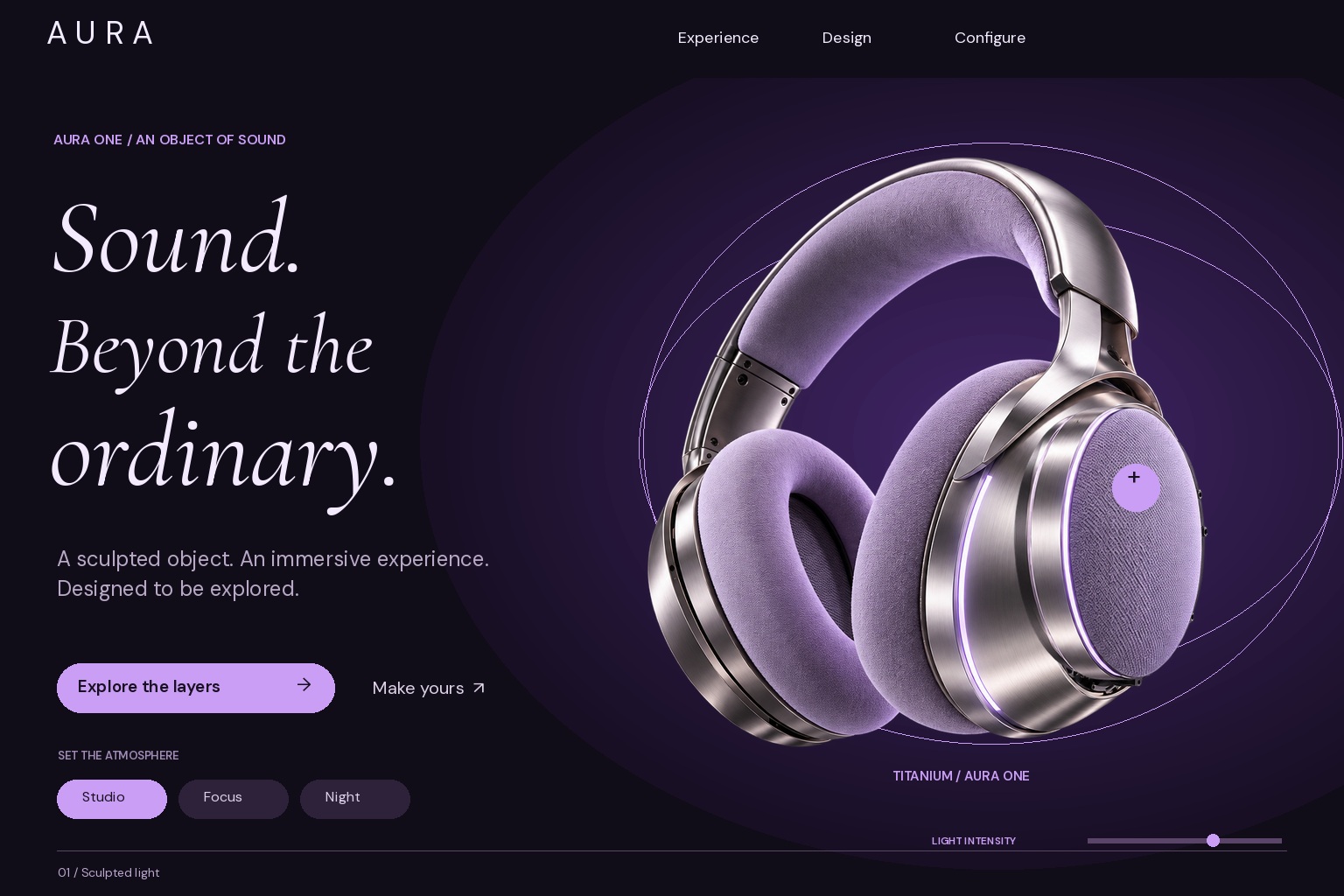 Signature website concept for an audio brand