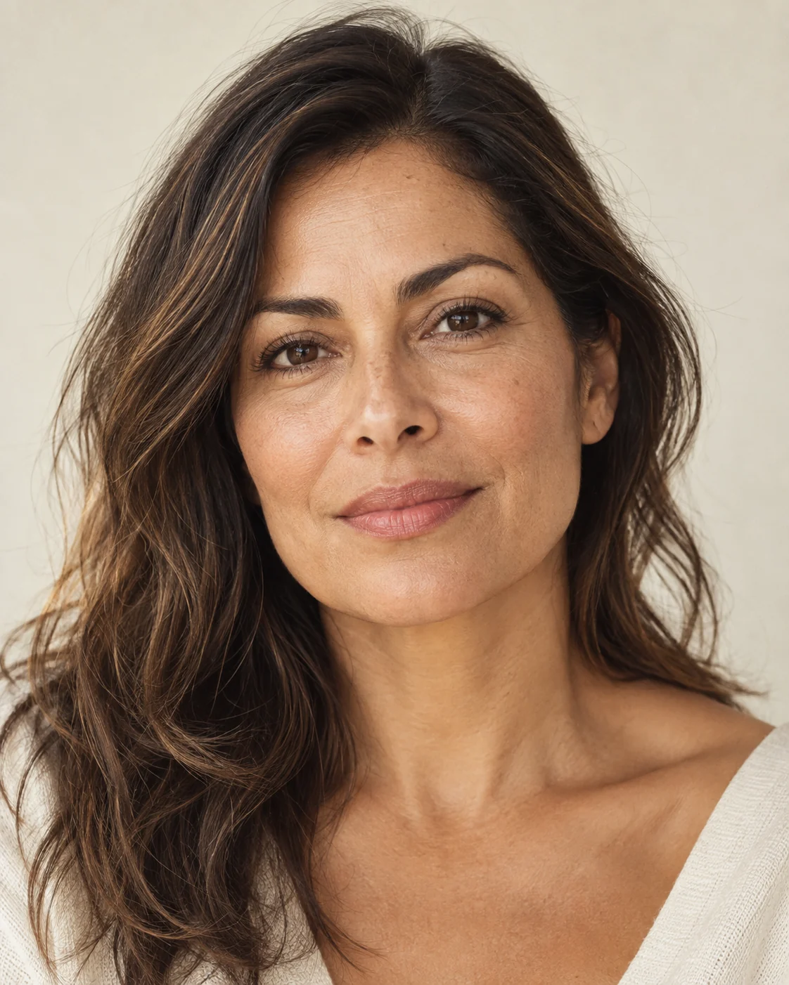 Editorial portrait celebrating natural skin texture and fine lines